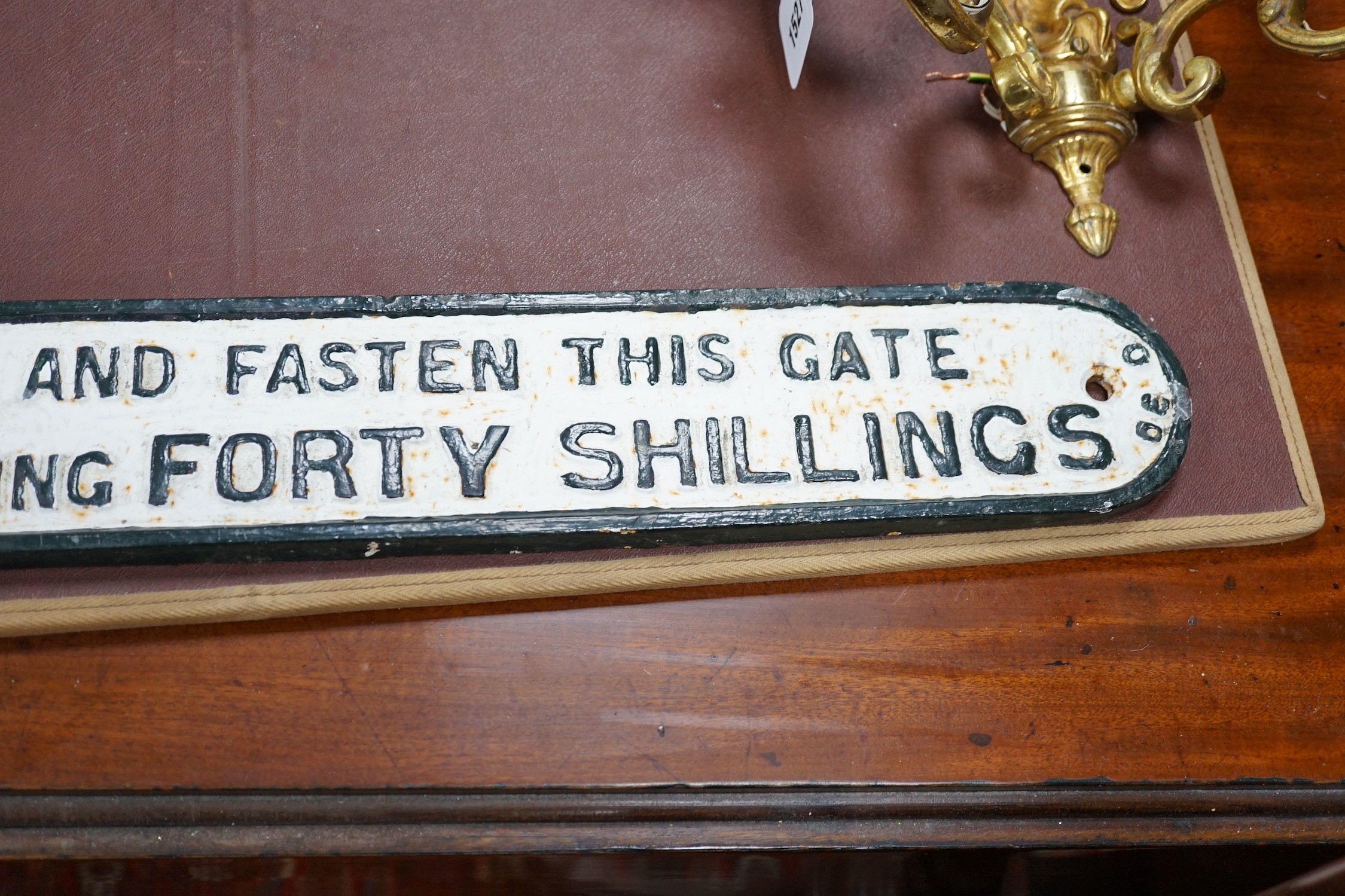 A LNER penalty gate closing metal sign, 102 wide